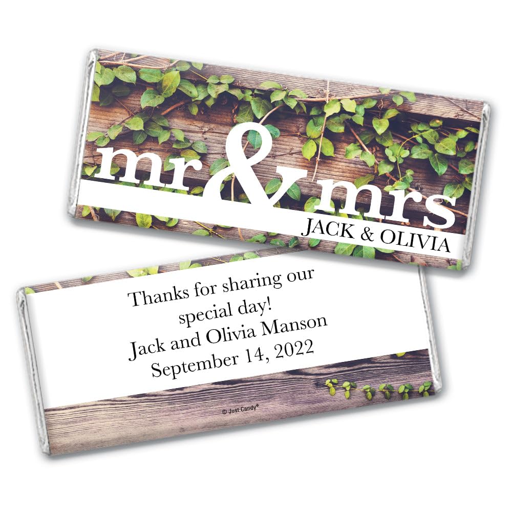 Rustic Wedding Favors for Guests Personalized Chocolate Bars (24 Pack) - Bridal Shower Favors for Guests, Rustic Wedding Candy