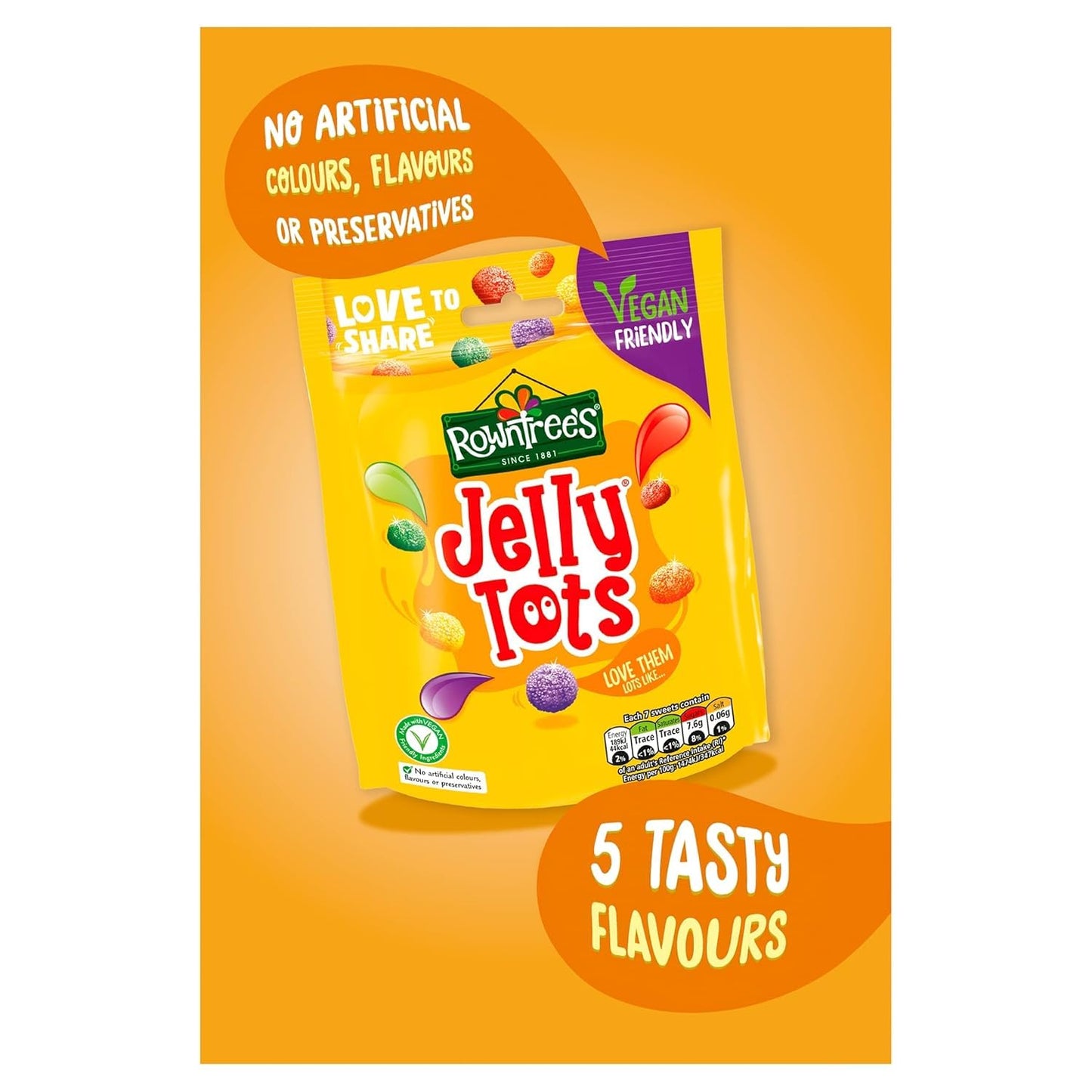 Original Rowntrees Jelly Tots Sweets Bag Pouch Imported From The UK England-Rowntrees Jelly Tots, 150 g ( Pack of 3 )