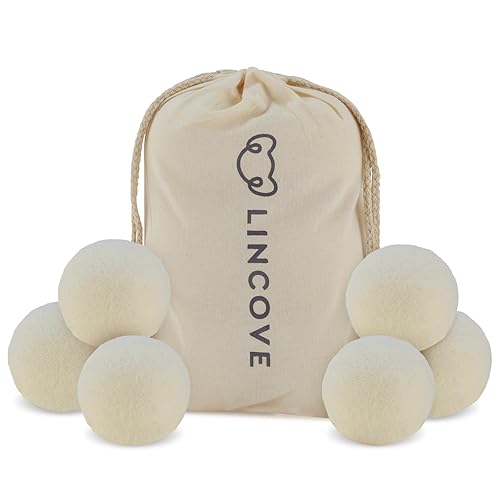 Wool Dryer Balls, 6 Pack - Natural Fabric Softener for Laundry, 100% Organic, Reusable for 1000+ Loads, Anti-Static, Reduces Drying Time, Baby Safe