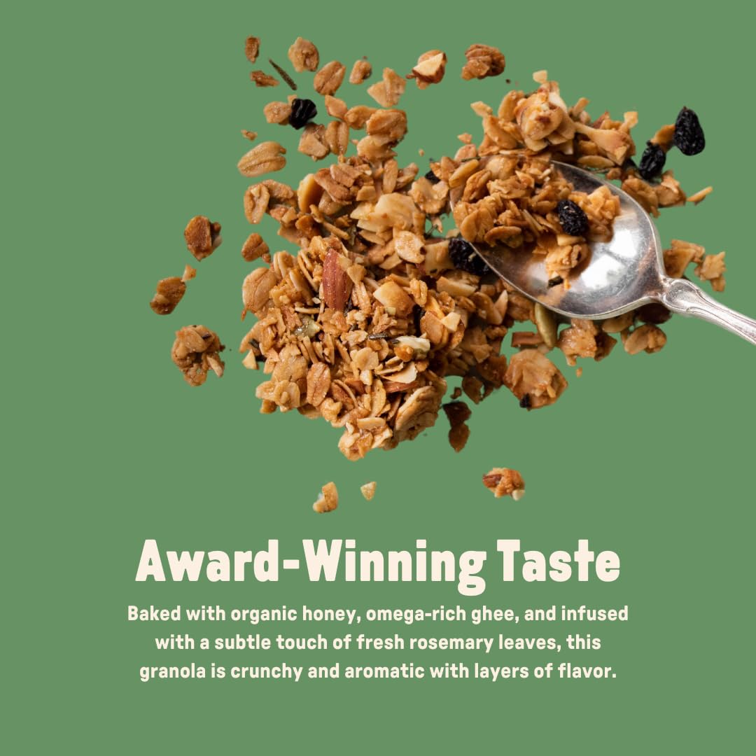 Jamie's Farm, Rosemary with Currants Granola, Gluten-Free, Organic Oats, Baked with Ghee (8oz Bag)