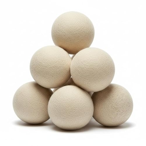 Lobenze & Luna Wool Dryer Balls, Pack of 6 XL, 100% Premium New Zealand Wool, Reusable Eco-Friendly Laundry Balls, Helps Reduce Wrinkles & Static