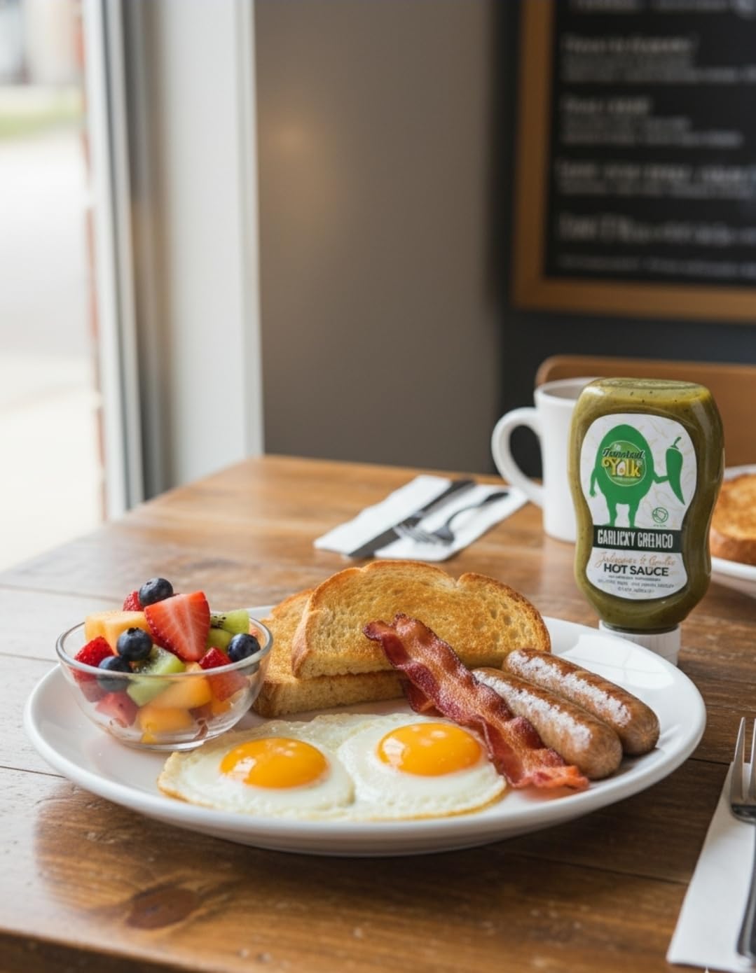 Hot Line Pepper Products The Toasted Yolk Cafe Garlicky Greengo Hot Sauce 3-Pack | As Served at The Toasted Yolk Cafe | Fire Roasted Jalapeño & Garlic