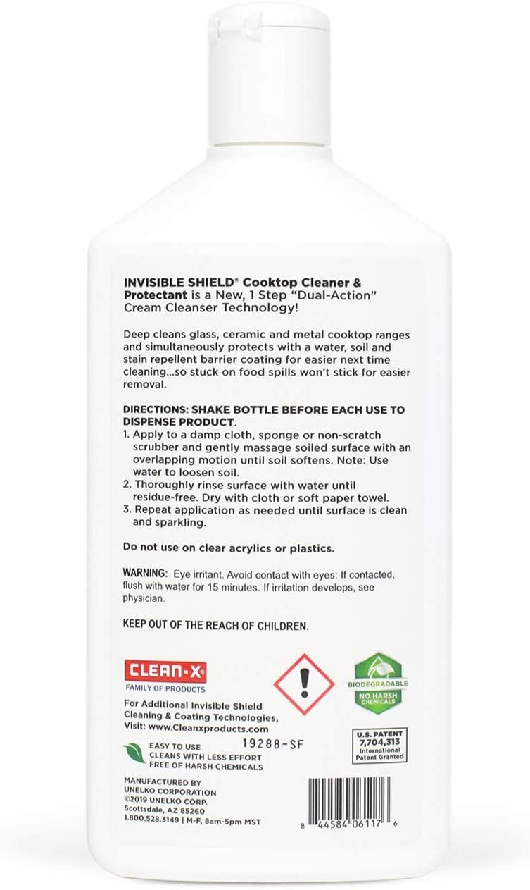 Unelko 61176 Invisible Shield Cooktop Cleaner & Protectant - 10 oz, Safe for Glass, Ceramic, and Smooth Surfaces, Streak-Free Shine