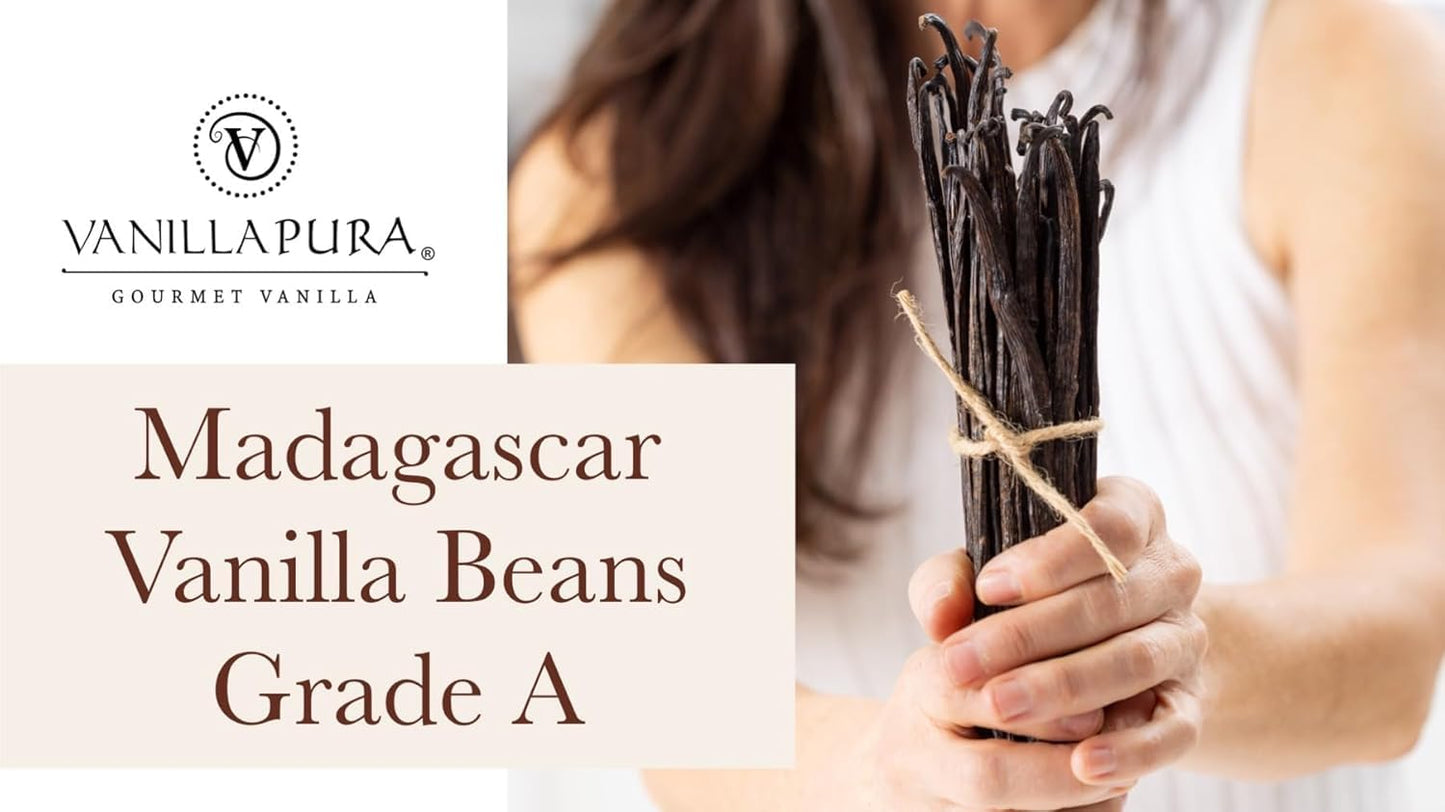 Madagascar V. Planifolia Vanilla Beans - Gourmet Grade A - Vacuum Packaged - For At-Home Vanilla Extract Making, Brewing & For Use in Baking (16