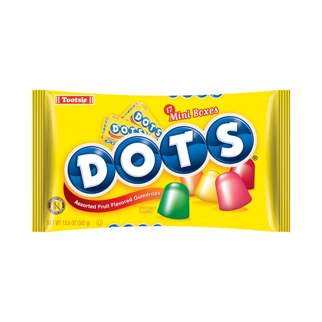 DOTS Individually Wrapped Candy - Original Gummy Candy Flavors - Cherry, Lime, Orange, Lemon & Strawberry - Gluten Free, Kosher & Peanut Free Gumdrops