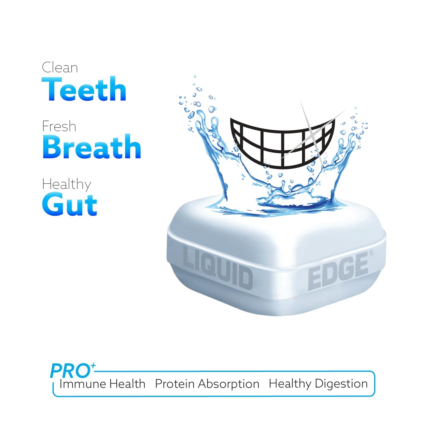 Liquid Edge SMILE Pro+ Remineralizing Probiotic Gum, Icy Mint, Zero Sugar, Vegan, 16 Pieces
