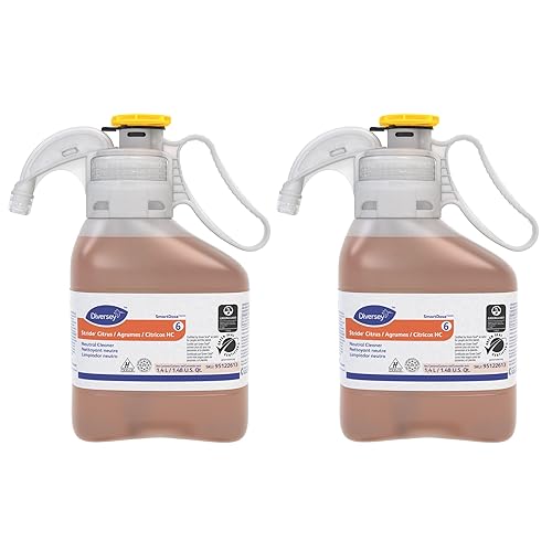 Diversey 95122613 Stride Citrus Neutral Cleaner, Commercial Floor Cleaner, Citrus Scent, SmartDose Liquid Concentrate, 1.4-Liter (Pack of 2)