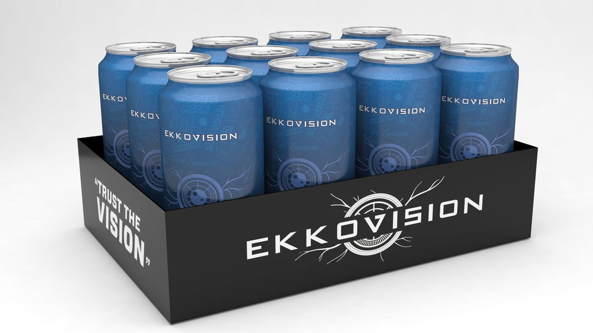 Ekkovision Energy Drink, Blue Razz, Caffeine Free, 16 Fl Oz, 12 Pack