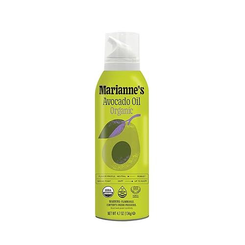 Marianne’s Organic Avocado Oil Spray: 100% Pure Avocado Oil Cooking Spray, Neutral Flavor, High-Heat Cooking Up to 500°F, Propellant-Free, USDA Organic