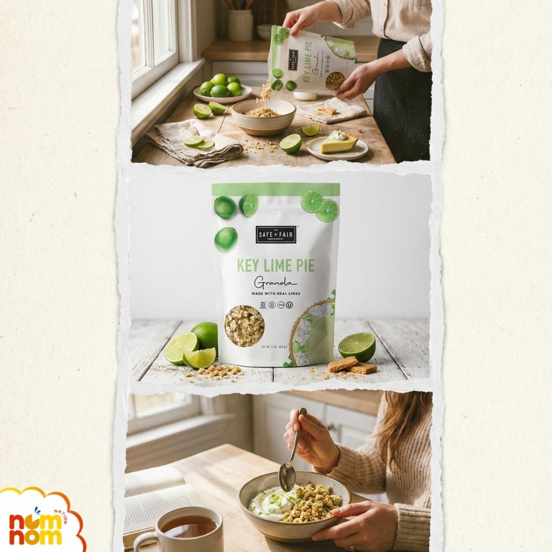 Safe + Fair Key Lime Pie Granola 12 oz - Pack of 3 - Protein Granola Cereal - Gluten Free Cereal and Oatmeal Alternative - Healthy Protein Cereal