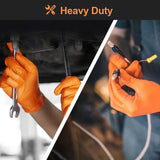 HandCare Orange 8 Mil Nitrile Disposable Gloves, Latex-Free, Diamond Textured Grip for Mechanic, Work & Cleaning Use