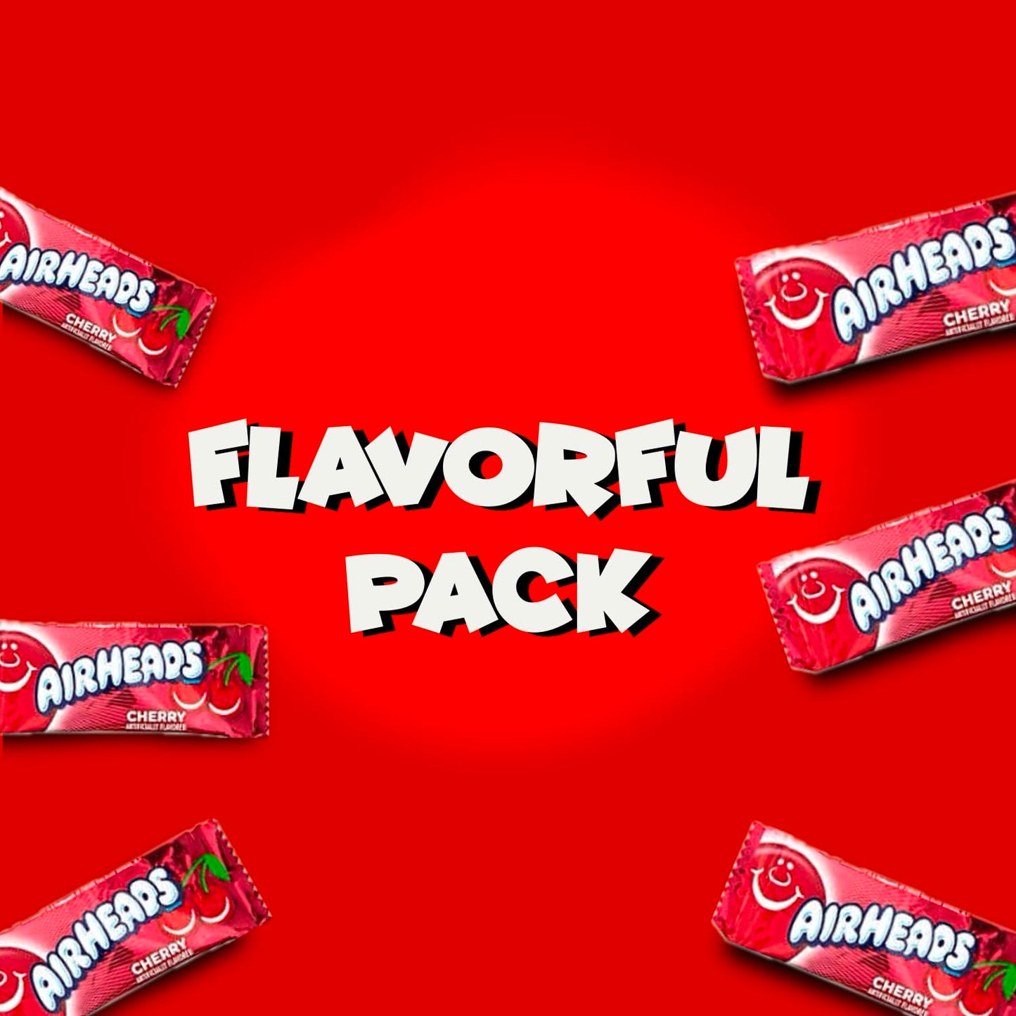 Airheads Candy Mini Bars, Cherry Flavor, 80 Pieces Bulk Bag, Individually Wrapped Non-Melting Chewy Fruit Taffy, Gluten Free, Perfect for Birthdays