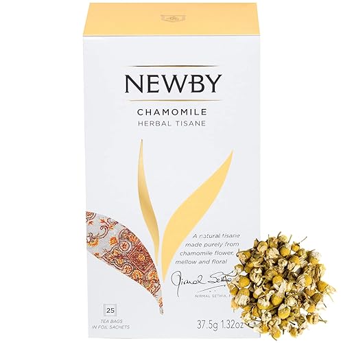Chamomile Herbal Tea - 25 Individually Wrapped Tea Bags - Soothing & Caffeine-Free by Newby Teas