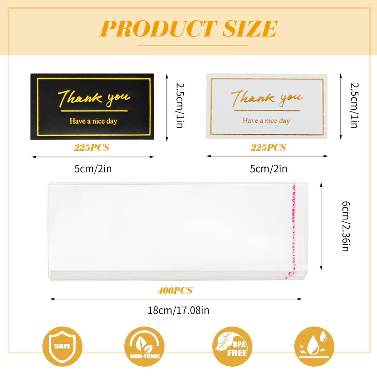 400 PCS Chocolate Bar Wrappers with 450 PCS Blessing Stickers, Self-Sealing Candy Bar Packaging for Homemade Chocolates, 2.4" × 7" Foil Wrap for Candy
