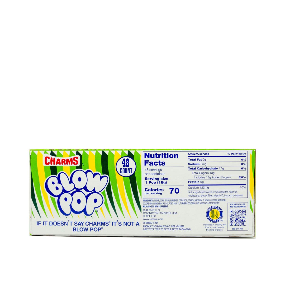 Charms Blow Pop Lollipops - Individually Wrapped Dual Candy and Gum Suckers - Peanut Free, Gluten Free - Bulk Treat for Kids and Adults - Sour Apple