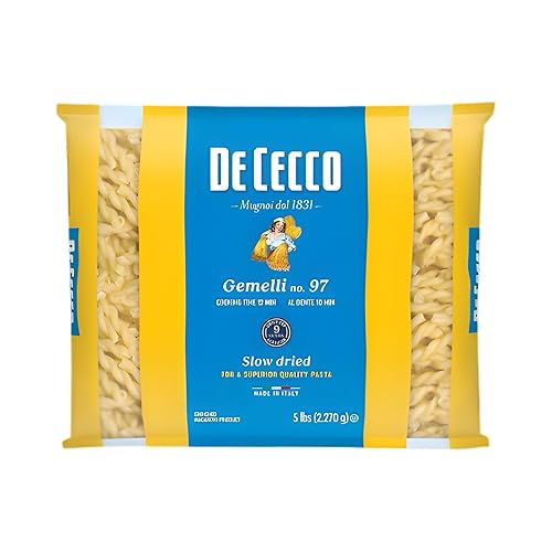 De Cecco Semolina Pasta, Gemelli No.97, 5 Pound (Pack of 4)