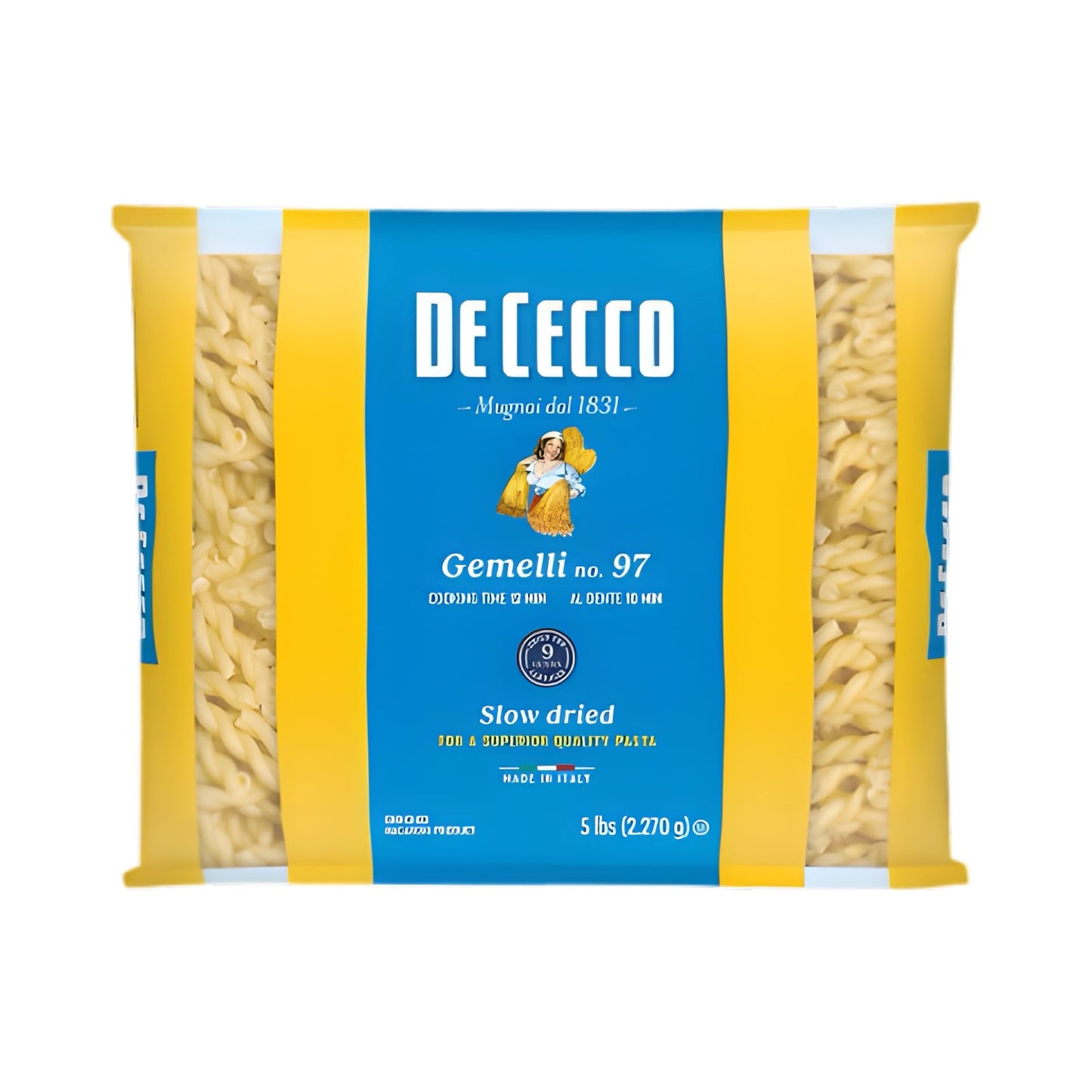 De Cecco Semolina Pasta, Gemelli No.97, 5 Pound (Pack of 4)