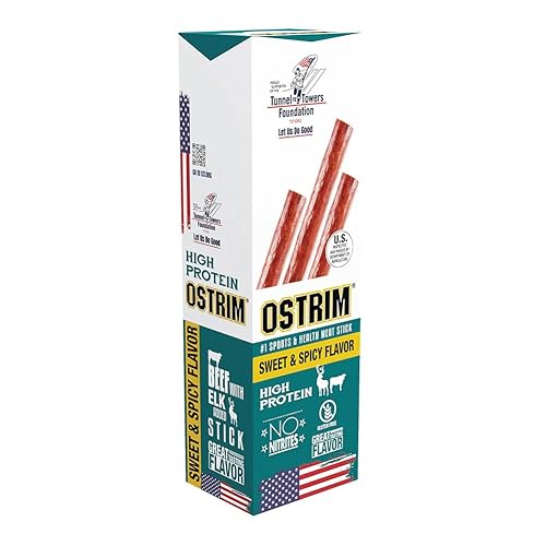 Ostrim (1.5oz) Beef & Elk High Protein Snack Stick, (Sweet & Spicy Flavor), (1 Pack of 10)