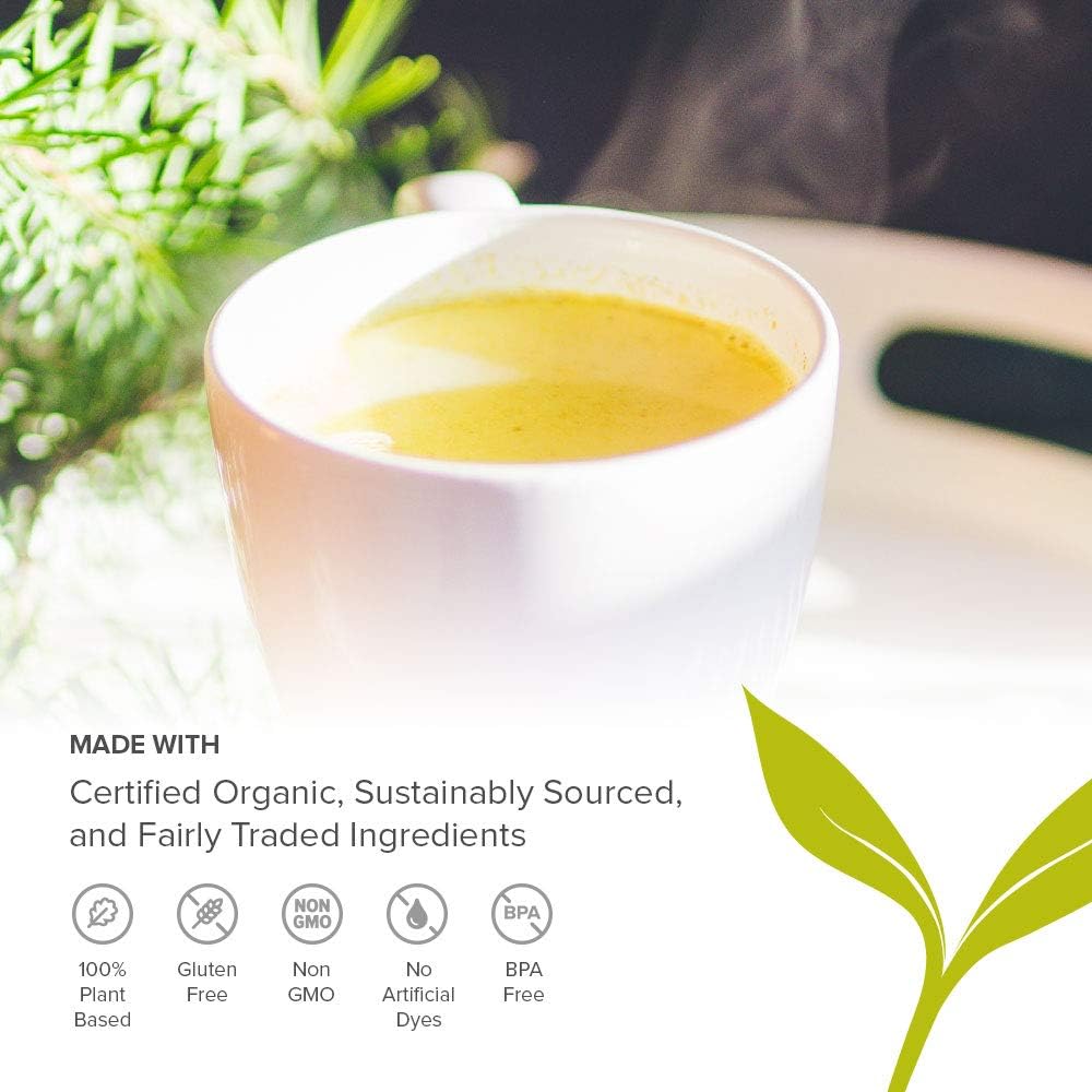 Banyan Botanicals Turmeric Milk - Organic Turmeric Latte Mix with Ashwagandha & Cardamom - Instant Caffeine Free Golden Milk with Maple Sugar - 4.3