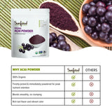 Sunfood Superfoods Organic Acai Powder - Dried Acai Berry Powder Mix for Smoothie Bowls & Drinks, Fruit Source of Antioxidants, Gluten Free, USDA