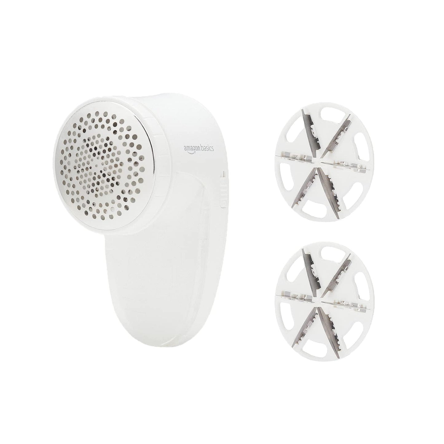 Amazon Basics Battery Operated Fabric Shaver for Clothes, Remove Pilling, Lint and Fuzz Removal, 6-Leaf Blades with Safety Lock, Portable, Includes 2