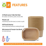 Celel 50 Pack 35 oz Paper Food Containers with Lids, Paper Meal Prep Containers Microwavable and Freezer Use Cardboard Food Concertinas - 50 Bowls 50
