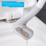 Canvall Long-Handled Silicone Toilet Bowl Cleaning Brush with Wall Hook, Bathroom Toilet Scrubber Set with Golf Brush Head, Wall Mounted Without