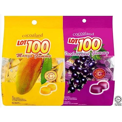 Lot 100 Gummy Chewy Candy Mango Blackcurrant Flavour Halal Snack Sweets Malaysia 150g (5.29oz) (Blackcurrant)
