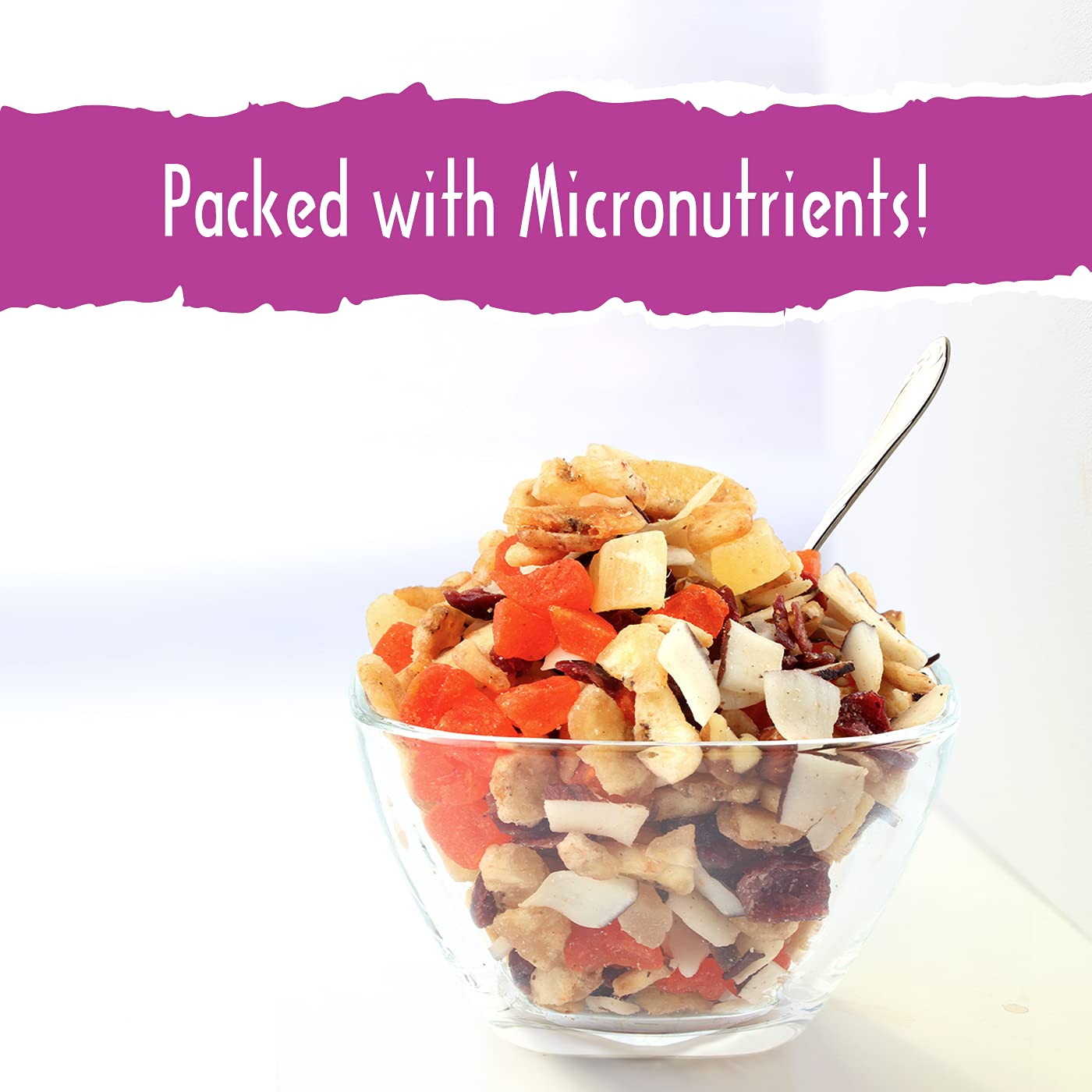Sunkist® Energy Boost Trail Mix - Fruit and Nut Mix, Low Sodium, Gluten Free Snack with Papaya, Walnuts, Coconut, Almonds, Banana Chips, Cranberries
