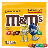 M&M'S Peanut Milk Chocolate Candy, Family Size, 18.08 oz Resealable Bulk Bag for Parties, Baking & Sharing