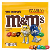 M&M'S Peanut Milk Chocolate Candy, Family Size, 18.08 oz Resealable Bulk Bag for Parties, Baking & Sharing