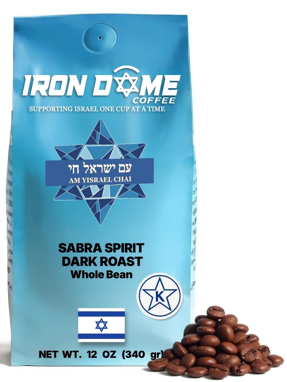 Iron Dome Coffee - Sabra Spirit Whole Bean Coffee, Dark Roast - Fresh Roasted Coffee Beans - Bold Rich Flavor - 12oz Bag - Inspired by the Heritage