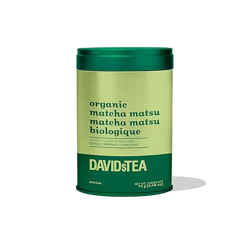 DAVIDsTEA Organic Matcha Matsu - All-Purpose Green Tea Matcha Powder - High Caffeine - 70g Iconic Tin - Smooth & Lively Perfect for Daily Rituals or