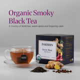 DAKSHIN Organic Smoky Black Tea Bags | Spiced with Ginger, Cloves, Black Pepper & Chilli | Bold Immunity & Energy Tea | USDA Organic | 16 Tea Bags