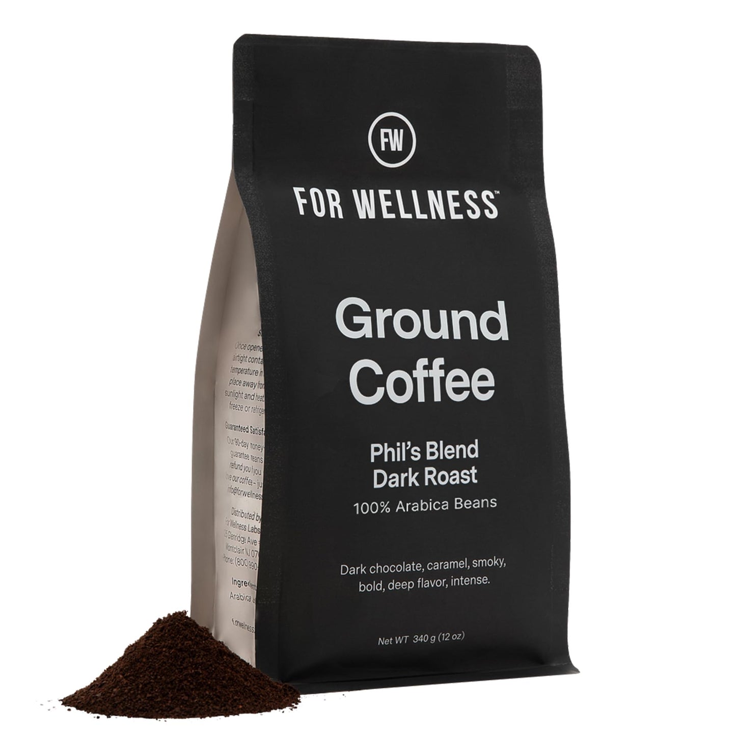 For Wellness Arabica Ground Coffee (12 oz, Dark Roast) - Pair With The Good Stuff to Supercharge Your Coffee