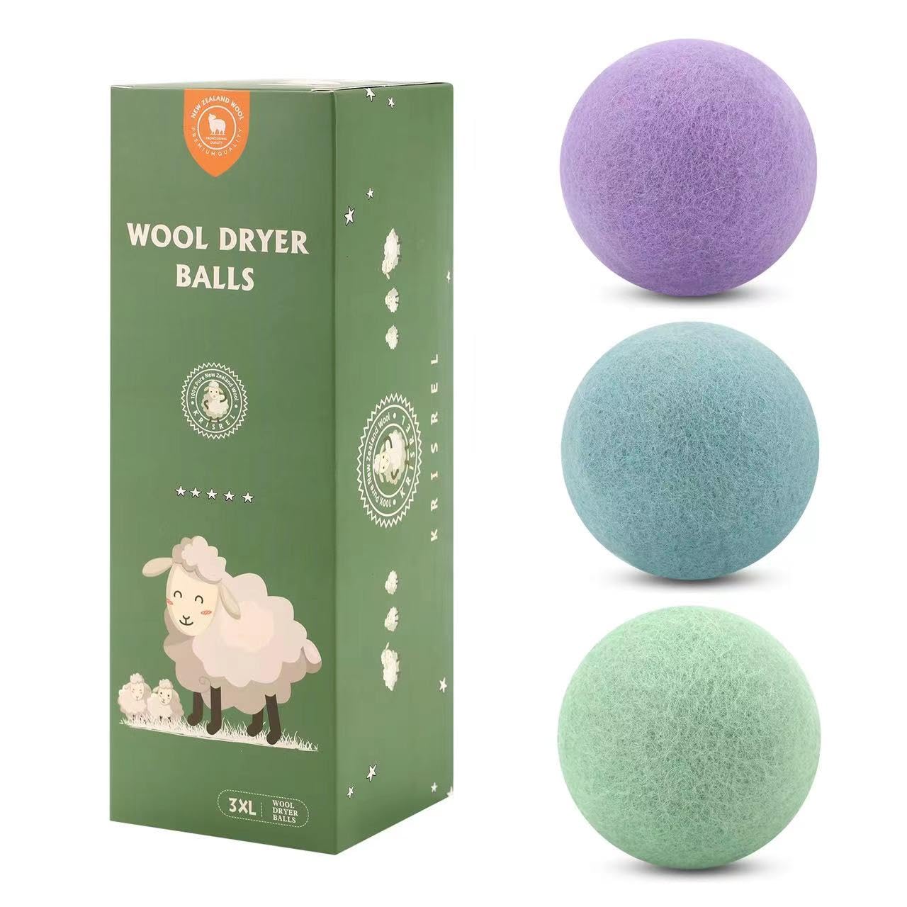 Wool Dryer Balls 3 Pack XL, Natural Fabric Softener New Zealand Wool?Handmade Organic Laundry Dryer Balls, Reusable 1000 Loads,Wrinkles Free, Shorten
