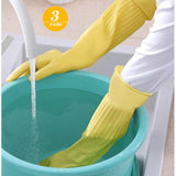 Vsootal 3- Pair 17.8 - Inch Elbow - Length Reusable Rubber Waterproof Household Cleaning and Kitchen Dishwashing Gloves - Small Size