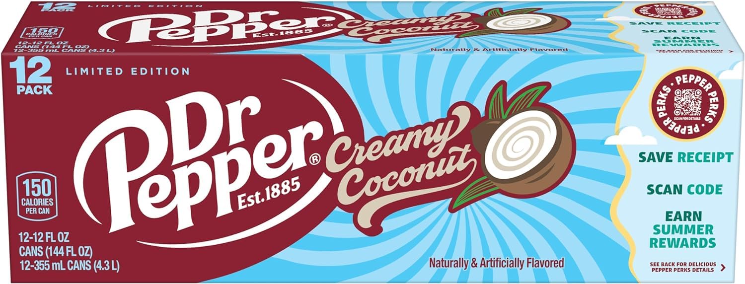 Louisiana Pantry Dr. Pepper Creamy Coconut 12 Ounce Cans or 20 Ounce Bottles (12 Pack 12oz, Dr. Pepper Creamy Coconut)