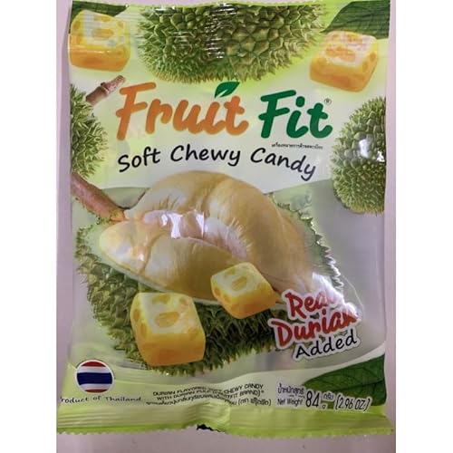 Fruit Fit Brand, Durian Flavored Soft Chewy Candy with Durian Pulp 84 g X 2 Packs