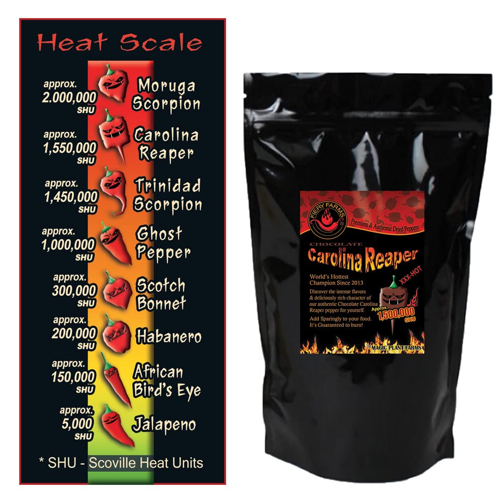 Atomic Rainbow Reaper Pepper Flakes Set by Magic Plant - Carolina Reaper Chili Flakes (2oz each): Red - Fruity 3X Pain, Yellow - Fruity Citrus 2X
