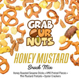 Grab Our Nuts Honey Mustard Snack Mix 28 Ounce Jar: Honey Roasted Sesame Sticks, HMO Pretzel Pieces, Mini Mustard Pretzels, Oyster Crackers