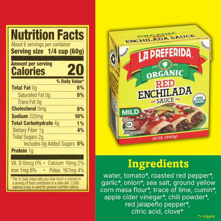 La Preferida Organic Red Enchilada Sauce, 12 Oz (Pack of 3)