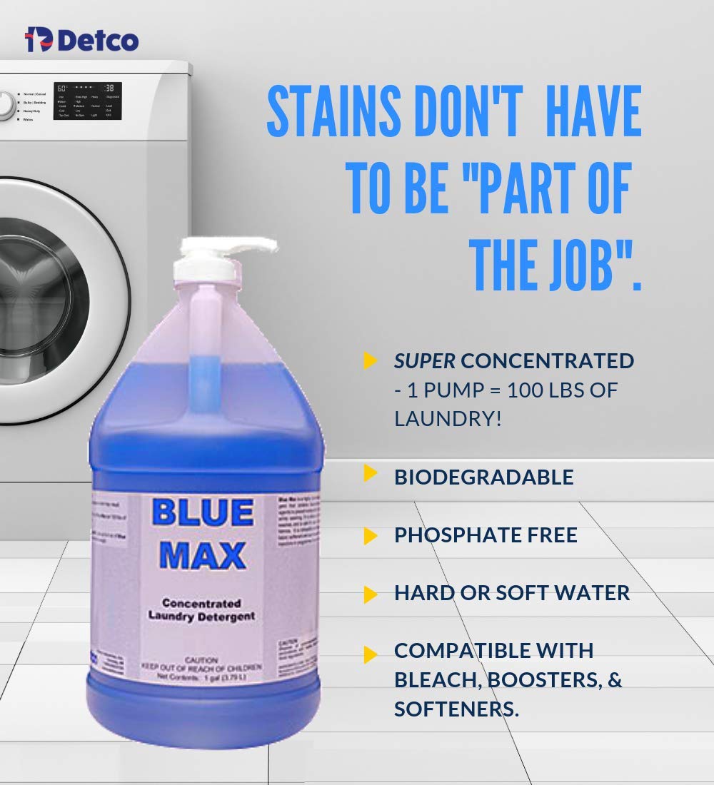 DETCO - Industrial-Strength Laundry Detergent Concentrate -1/2 oz per load- stain & spot remover, (5g Bucket)