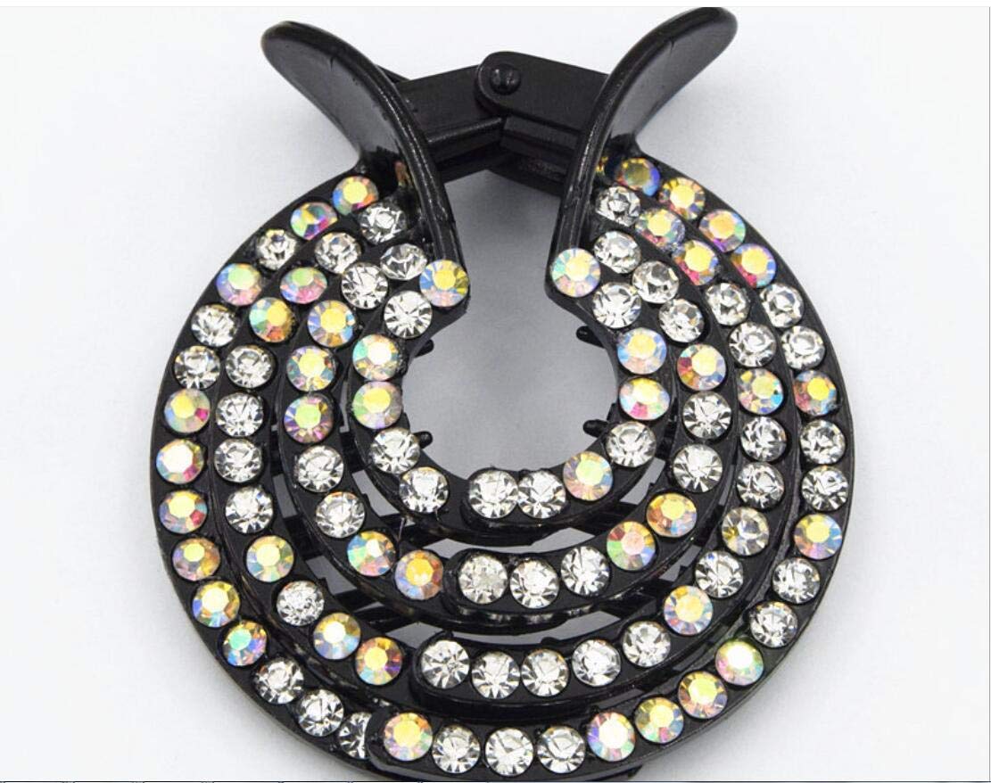 Half ball hair clip high grade Rhinestone personality fashion pagoda spiral horsetail hairpin headdress (White & AB)