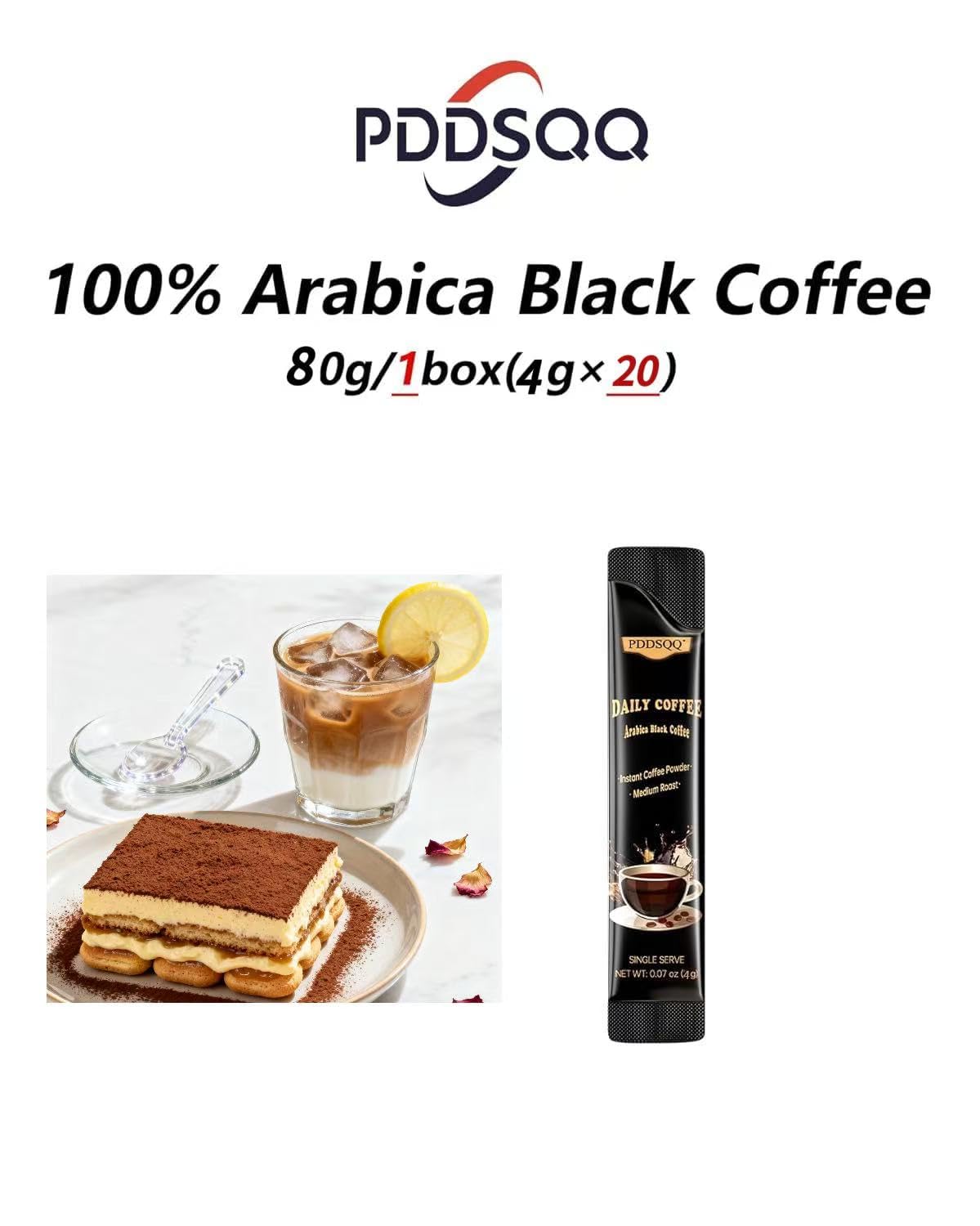 Instant Coffee Packets, Medium Roast Arabica Coffee Beans, Sugar Free, Hot or cold brew, no allergens, Black Coffee Bulk 20 Count Single Serve (3oz