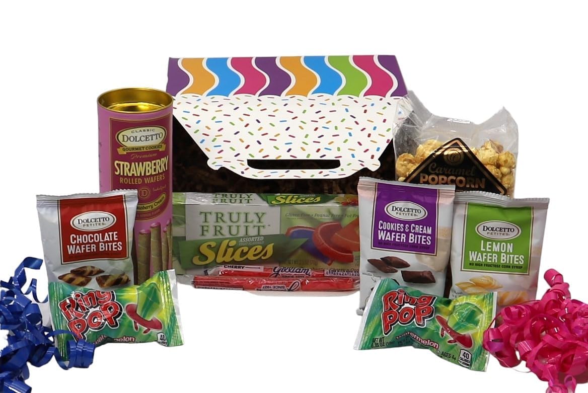 Gift Basket Village: Birthday Party Gift Box - Gourmet Wafers, Popcorn, Candies & More