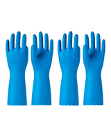 PACIFIC PPE 2 Pairs Reusable Dishwashing Cleaning Gloves with Latex Free, Cotton Lining, Kitchen Gloves, Blue, Medium