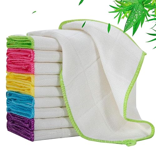 Arwllzz 10 Pack Dishcloths White Fiber Dish Cloths Towels Set 12" x 12" Kitchen Washable Wash Cleaning Cloths Absorbent Reusable Small Muslin Dish