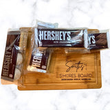 WBB SMORES KIT BOARD | Personalized Engraved Serving Board + S'mores Kit | Individually packaged S'mores Kit set: Graham Crackers, Marshmallow