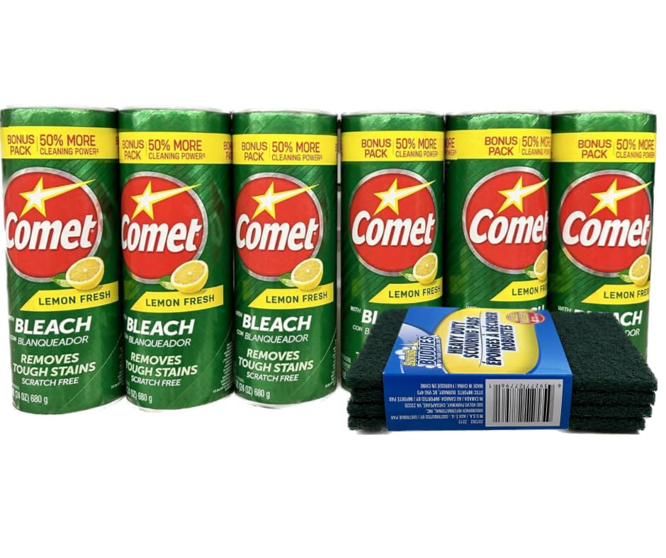 Comet With Bleach ~ With 50% More Cleaning Power - 21 Oz Containers ~ (Lemom)